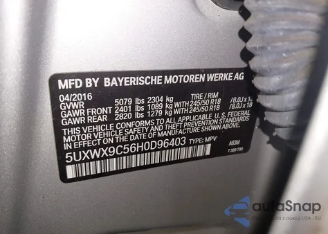 2017 BMW X3 xDrive28I from USA, damaged, VIN 5UXWX9C56H0D96403